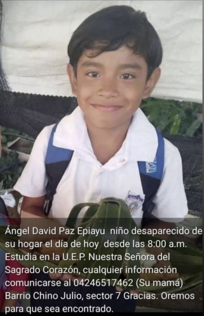 BrennerABarrios's tweet photo. #URGENTE Se reporta desaparición de un menor en Maracaibo.

Cualquier información escribir al 04246517462 que es el número de su mamá.

Ayudemos a difundir y orando para que aparezca con su familia sano y salvo pronto. https://t.co/JommIqelug