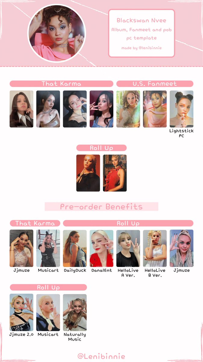 Lenibinnie's tweet photo. Blackswan (pob) photocard templates/wishlists! Added close to me era for Fatou, changed the layout a bit and added the fanmeet lentis🙈
DO NOT remove my @ please☺️
Drive is in my pinned🤞🏼
#Fatou #Nvee #Gabi #Sriya
#BLACKSWAN_ROLL_UP #BLACKSWAN #BLACKSWANCOMEBACK https://t.co/iPzppwGbKq