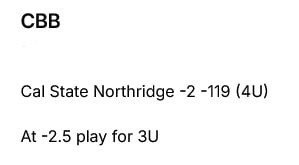 ItsCappersPicks's tweet image. #PorterPicks

NCAAB
Campbell +17.5 (2u)
UConn -34.5 (4u)
SIUE vs Indiana over 149 (2u)
LSU -22.5 (3u)

#OutOfLineBets