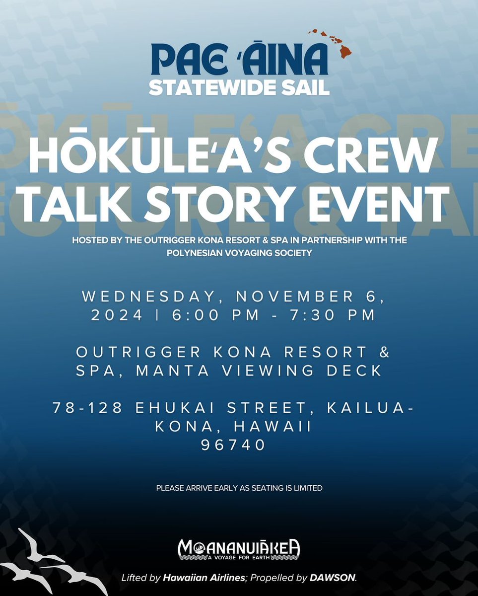 OUTRIGGER Kona Resort &amp; Spa warmly invites the public to a captivating “talk-story” event with the crew of Hōkūleʻa, the legendary Polynesian voyaging canoe, under the stars at the resort’s Manta Viewing Deck.
