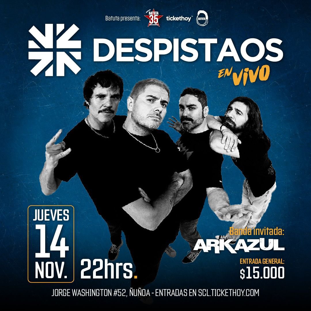 Este 14 de noviembre estaremos abriendo el concierto de <a href="/Despistaos/">Despistaos</a> en <a href="/LA_BATUTA/">BATUTA</a>. Los esperamos 🤘🏼