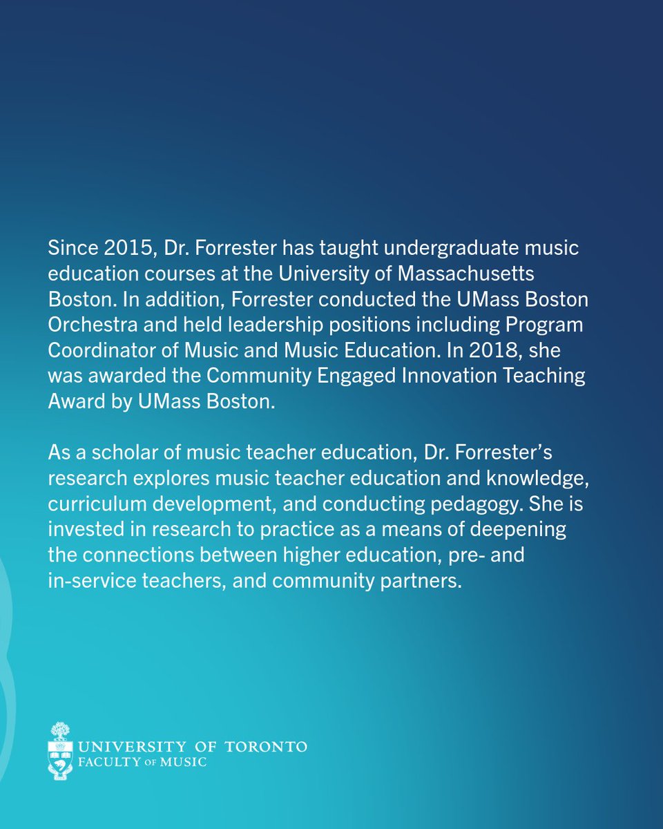 Our Music Education area of study and Faculty of Music family welcome a new member in 2025: Dr. Sommer Helweh Forrester!

Read the full news announcement here: music.utoronto.ca/news/dr-sommer…