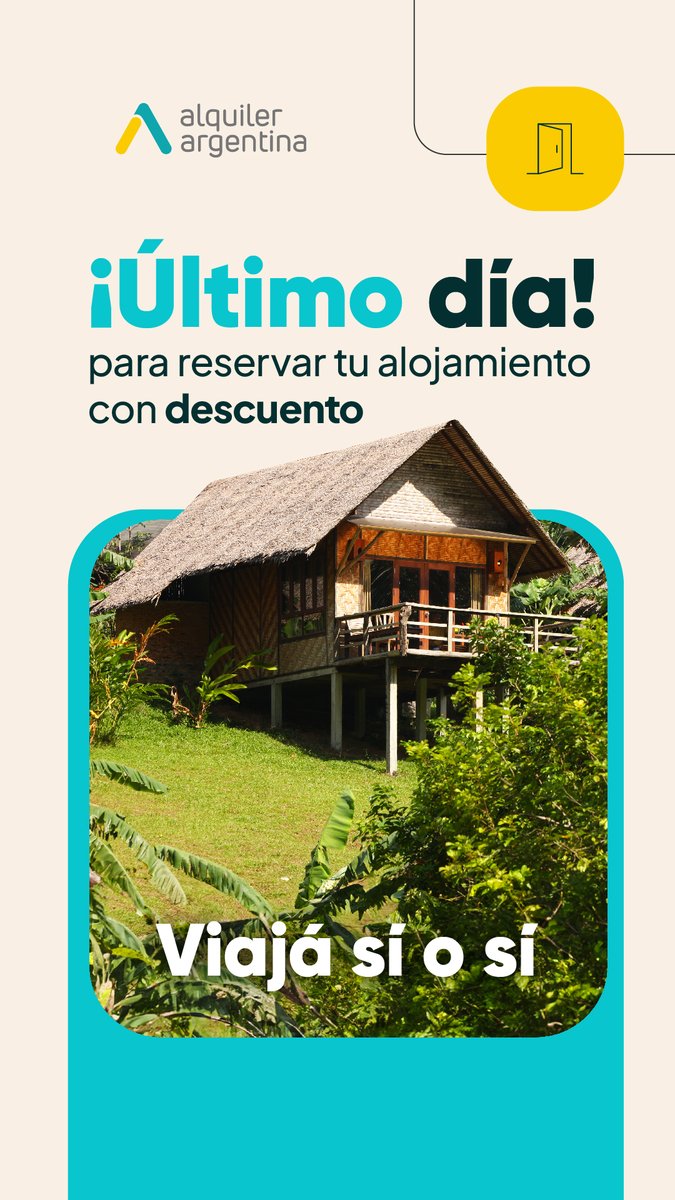 AlquilerArg's tweet photo. Que no se te pase el #CyberMonday! Reservá hoy con increíbles precios: https://t.co/fnjCHiBt05

#turismo #viajar #vacaciones #descuento #alojamiento https://t.co/j4WDDXlmI1