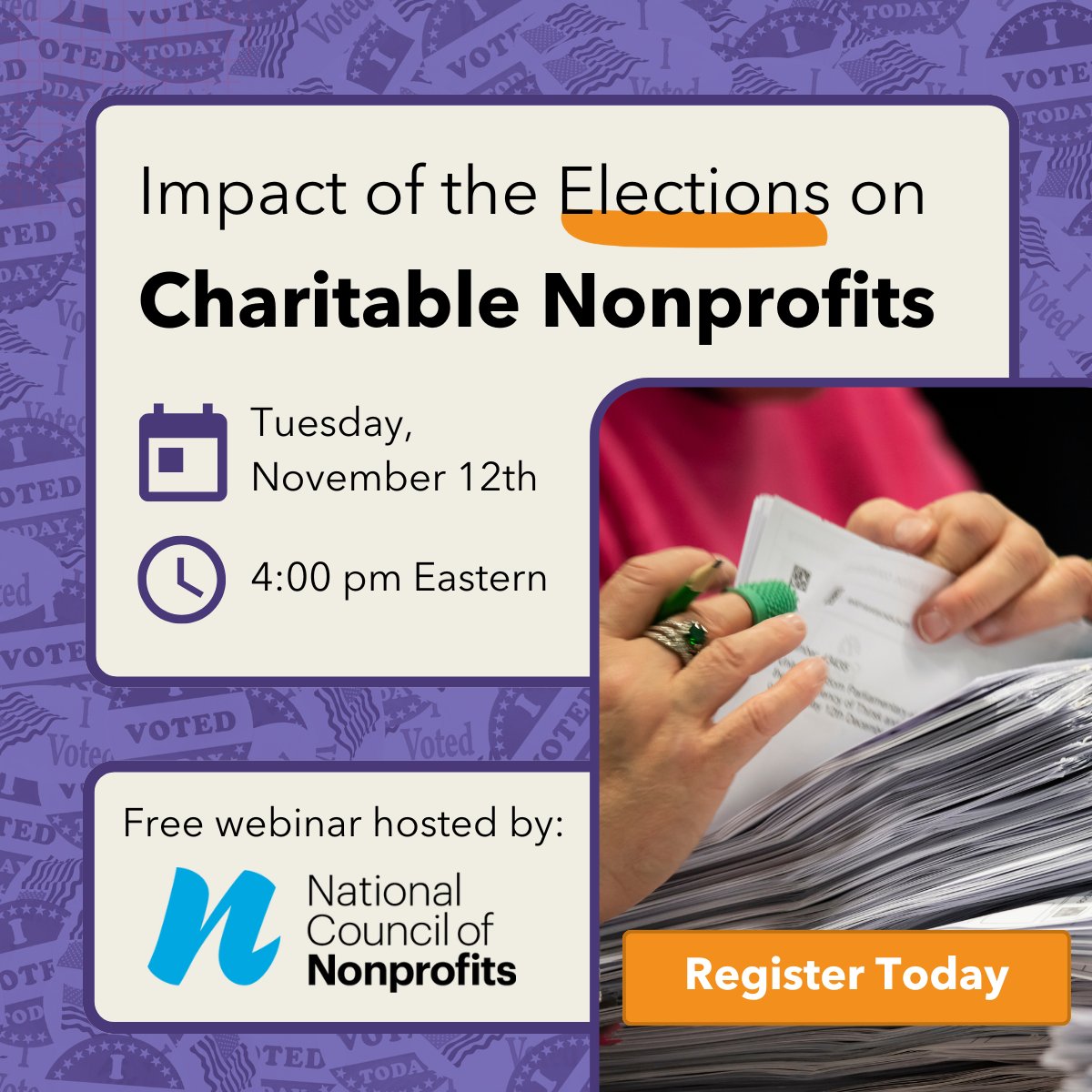 Be part of a national, action-oriented conversation unpacking the federal election’s impact on nonprofits, their missions, and our communities. Register now: bit.ly/4fcU5lH  #Nonprofits #Elections2024