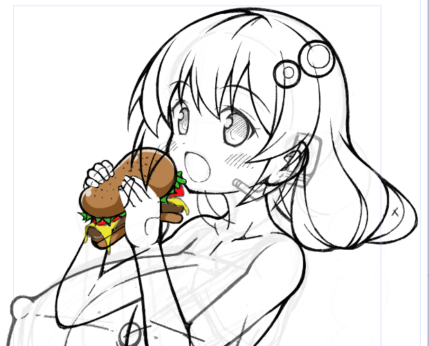 次のskeb途中。白黒だと分からなくなりそうだから色つけといた 