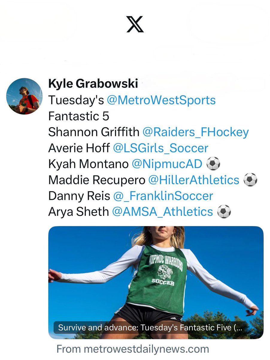 averiehoff's tweet photo. Thanks so much @MetroWestSports!! https://t.co/lFV5ikdiPE