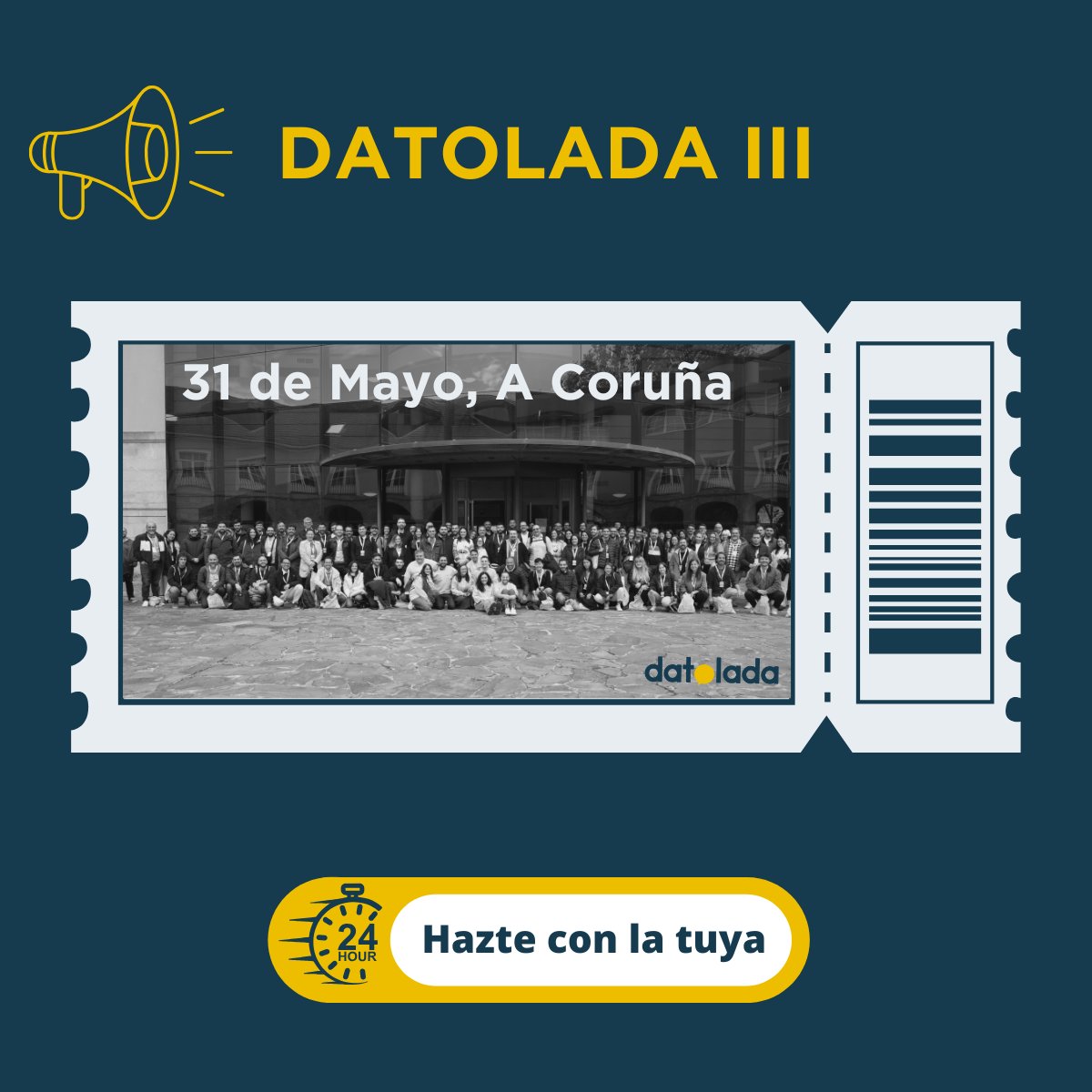 🌊 La Datolada III: No hay dos sin tres

Mismo cariño e ilusión, por y para la comunidad.

📅 31 de mayo, A Coruña

🎟️ Solo hoy: entradas al precio más bajo de la historia
💛 5 € de cada entrada se donarán a apoyar zonas afectadas por la DANA en Valencia

datolada.es/entradas