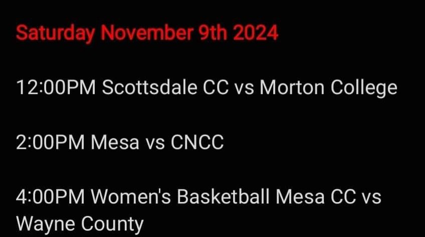 Coach Lester Neal (@lesterballer) on Twitter photo Great Games starting Thursday November 7th <a href="/mesacc/">Mesa Community College</a> As <a href="/MesaCCMBB/">MesaCC Men's Basketball</a> take on Columbian Basin Morton College & Colorado Northwestern <a href="/tbirdswbb/">Mesa Community College Women's Basketball</a> takes on Central AZ & Wayne CountyWBB. TIPOFF begins at 1PM <a href="/coachcoleman31/">Dennis Coleman</a> <a href="/CameronCenters/">CAM</a> <a href="/CoachKori/">Kori Stephenson</a> <a href="/TBird_Athletics/">Mesa Thunderbirds Athletics</a> <a href="/JUCOadvocate/">JUCOadvocate - Brandon Goble</a> Great Games starting Thursday November 7th <a href="/mesacc/">Mesa Community College</a> As <a href="/MesaCCMBB/">MesaCC Men's Basketball</a> take on Columbian Basin Morton College & Colorado Northwestern <a href="/tbirdswbb/">Mesa Community College Women's Basketball</a> takes on Central AZ & Wayne CountyWBB. TIPOFF begins at 1PM <a href="/coachcoleman31/">Dennis Coleman</a> <a href="/CameronCenters/">CAM</a> <a href="/CoachKori/">Kori Stephenson</a> <a href="/TBird_Athletics/">Mesa Thunderbirds Athletics</a> <a href="/JUCOadvocate/">JUCOadvocate - Brandon Goble</a>