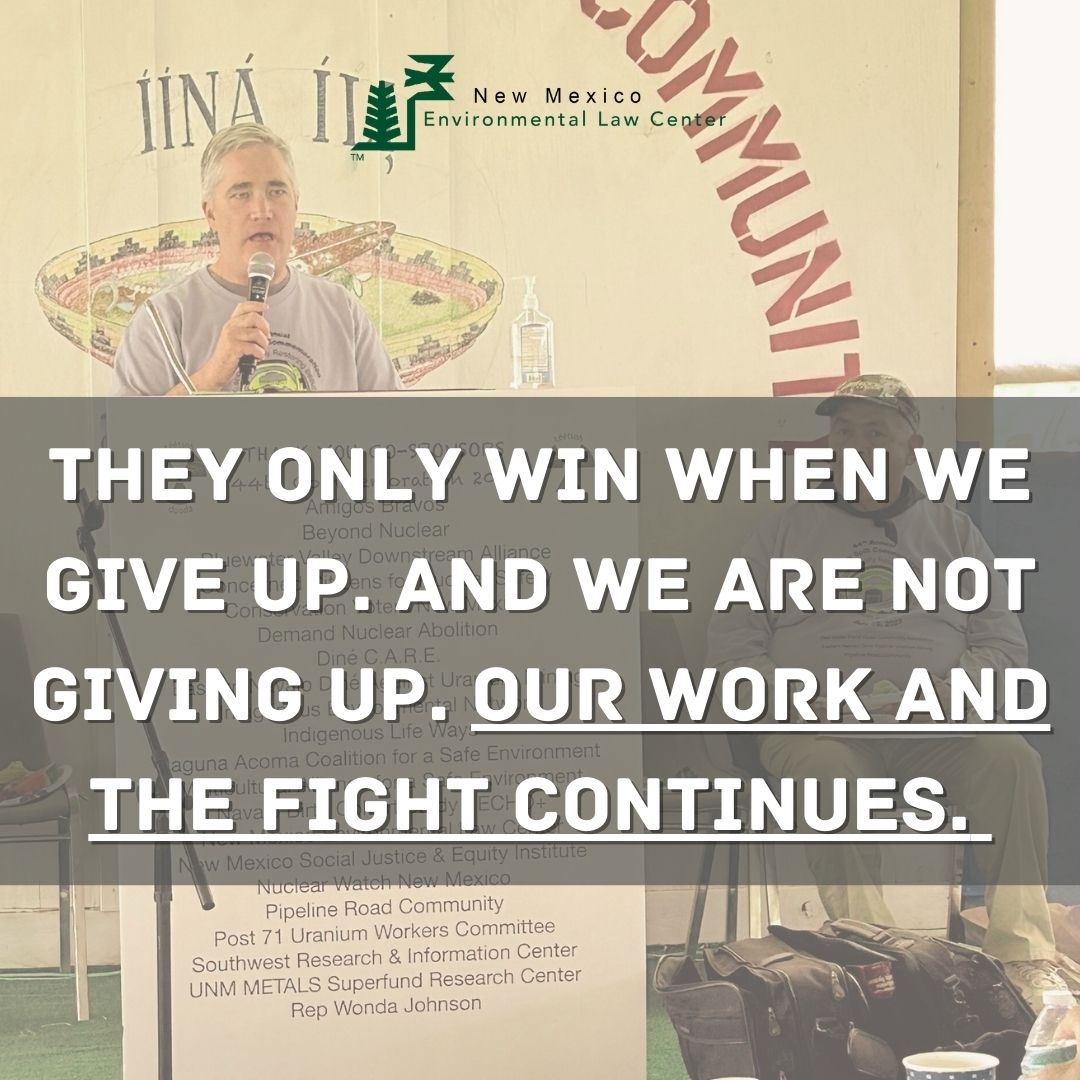 NMELC's tweet photo. We won’t back down. We won’t stop fighting. 

They only win when we give up. And we are not giving up. Our work and the fight continues.

We will keep showing up alongside our clients and communities fighting for our people and Mother Earth. https://t.co/4UiLgGWr4E
