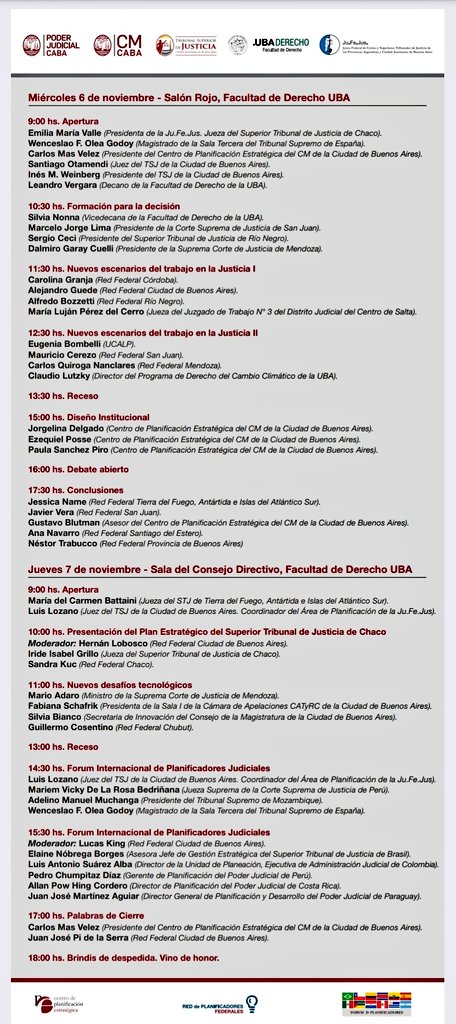 📢 #7Nov Te esperamos en las 
XI Jornadas de planificación estratégica en la #justicia en <a href="/DerechoUBA/">Facultad de Derecho</a>  
                                      💡 Panel
11h Nuevos Desafíos Tecnológicos 

#Innovación #TransformaciónDigital  #Conferencias #Congresos #JusticiaDigital #PoderJudicial