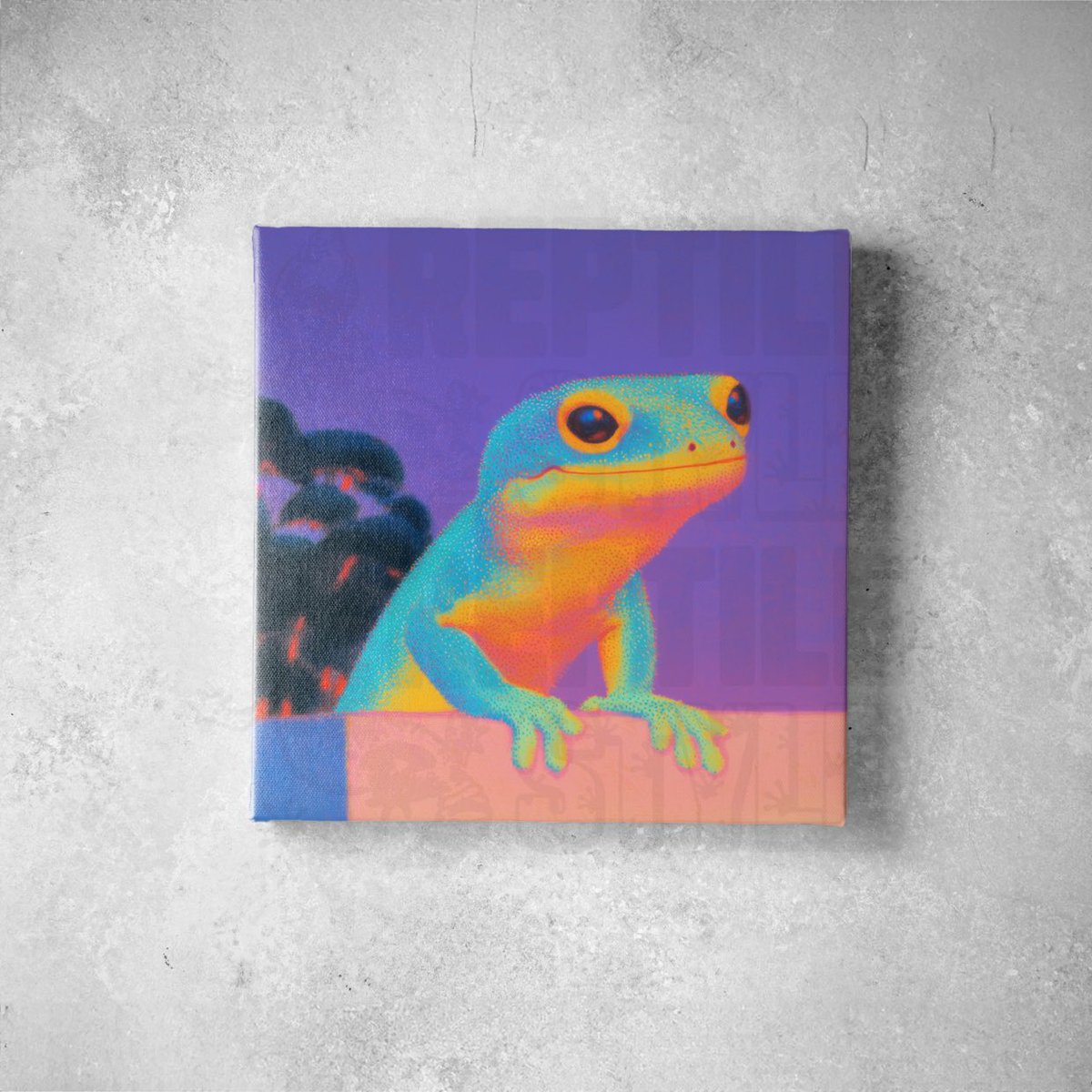 REPTILESTYLE_'s tweet photo. 🐸🌈 新作ビビッドアート販売中 🌈🐸
鮮やかな青とオレンジで描かれたゲッコーが印象的な一枚！
インテリアに個性をプラスするデザインです。

🔗 ご購入はこちらから: https://t.co/eb7uthGkb7
#ゲッコーアート #REPTILESTYLE #カラフルアート #爬虫類好き #インテリアアート https://t.co/Vxr0WGShhi