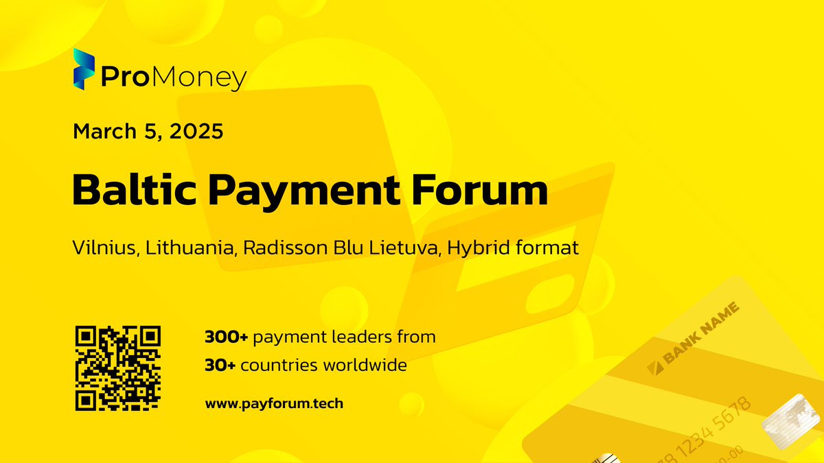 FinTechBoostUP's tweet image. Save the Date! Baltic Payment Forum 2025!

On March 5, 2025, the Baltic Payment Forum waits for you in Vilnius, Lithuania!

Mark your calendar! Register now! Stay tuned! promoney.events

#promoney #BalticPaymentForum #PaymentsInnovation #fintech