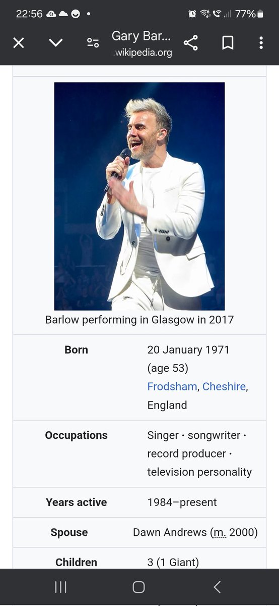 #GaryBarlow 
#giant
Someone hasn't wasted time updating wiki! 😂