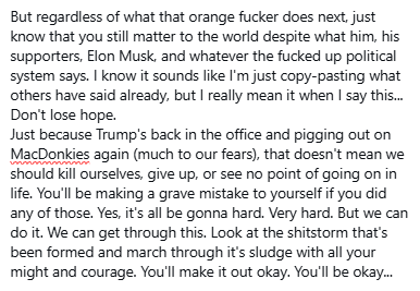 Waltmann13's tweet photo. Gonna be honest... I'm just more numb than upset about all this. America has been a shit country for years now, and regardless if it's ran by Trump, Biden, or even Harris if she won, every side is a lose lose in my opinion. It's a train ride to hell that never ends. https://t.co/jeEpsnKRXz
