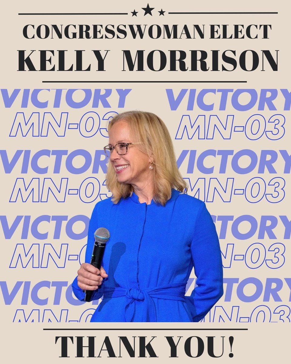 I am incredibly honored to be the next member of Congress representing MN-03. Gratitude to my team, my family, and all who supported our campaign. It will be my mission to represent everyone in MN-03 and to solve problems together. Thank you for your confidence in my leadership.