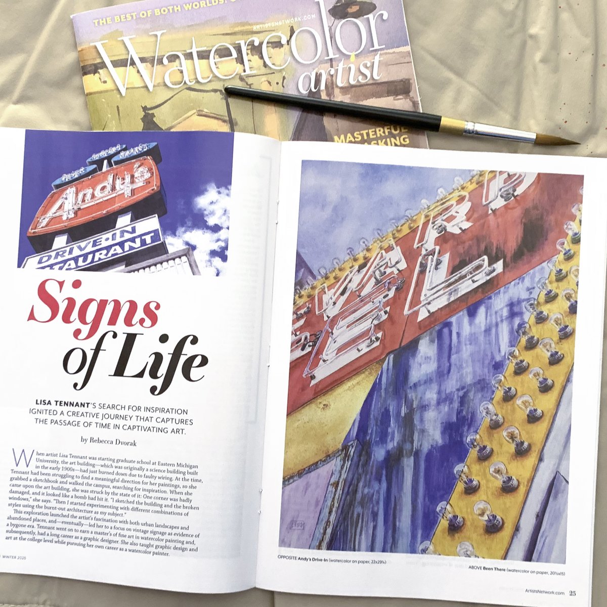 Lisa_Tennant's tweet photo. I'm honored to have a feature article about my work published in the WI 2025 issue of Watercolor Artist magazine. I feel like I made it into the big leagues! Thank you to @goldenpeakmedia and the brilliant writer Rebecca Dvorak for sharing my journey. I'm truly blessed!

#artist https://t.co/zQvfRxbaRx