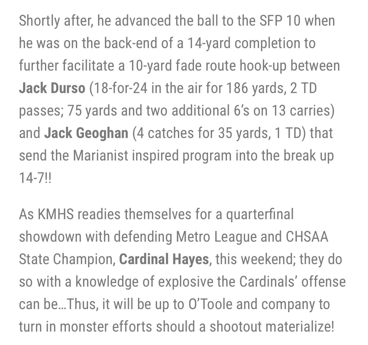 Thank you <a href="/NYCHSFL/">NYCHSFL</a> for the write up being named Week 9 player of the week.