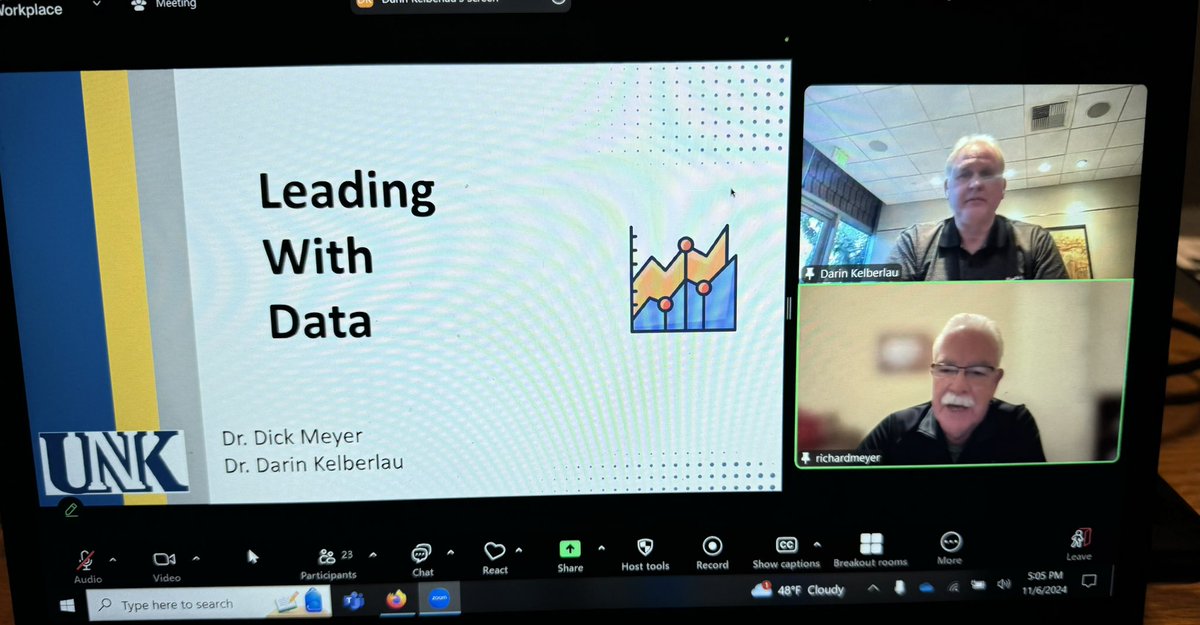 Unk_EDAD's tweet image. Tonight two of our AMAZING adjuncts, Dr. Dick Meyer and Dr. Darin Kelberlau, presented to our NexGen Leadership Academy about leading with data.