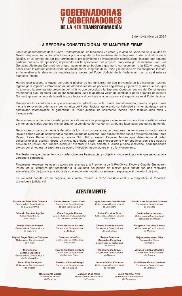 EmmaCalzada3's tweet image. ¡La #4T otra vez da ejemplo de UNIDAD y CONGRUENCIA! 👏👏 Tanto Julio Menchaca como otros gobernadores  y @Claudiashein, están trabajando por un México donde la justicia sea y por para el pueblo, como siempre debió ser. 👊👊
#ReformaAlPoderJudicialVa