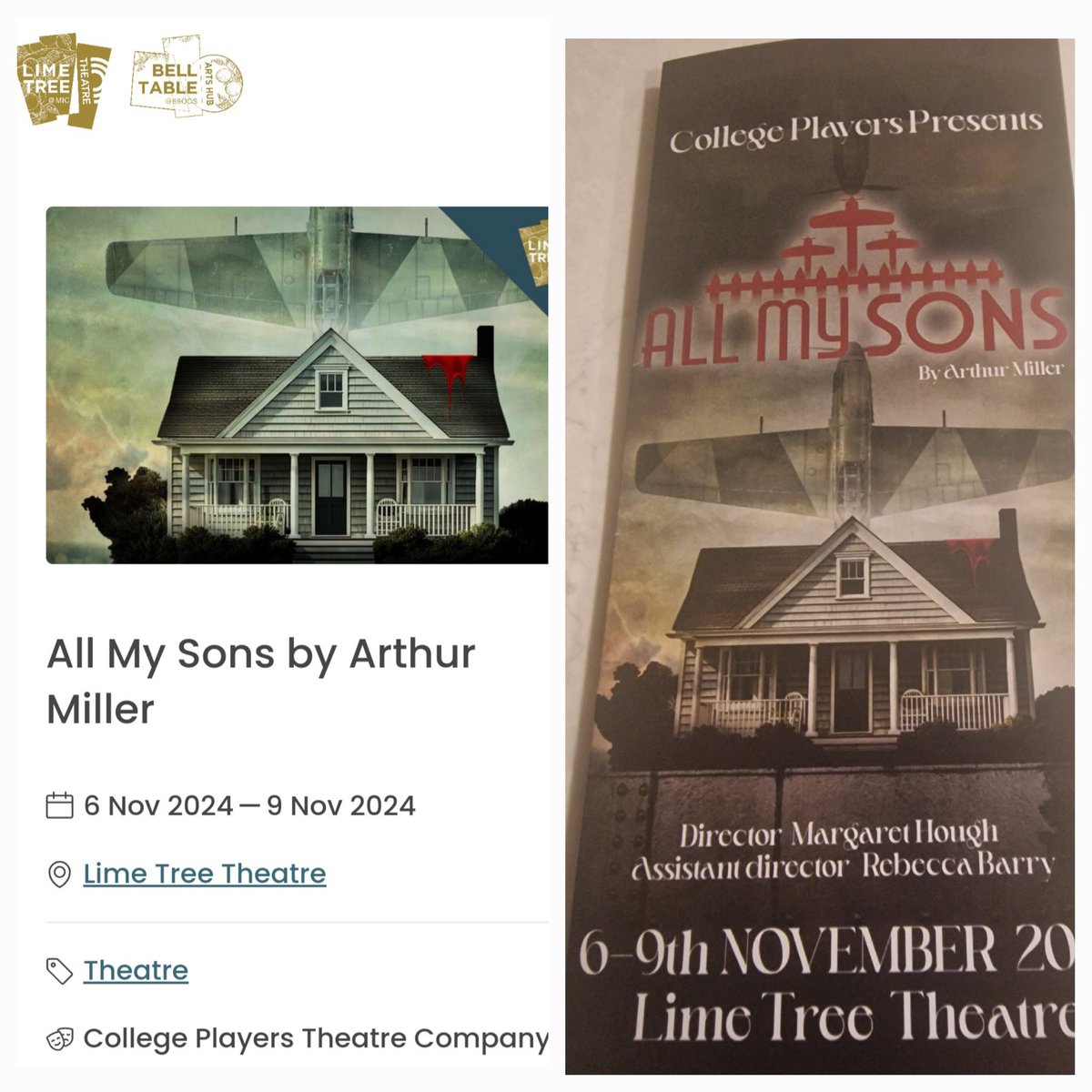 Lavinia Duggan (@laviniaduggan1) on Twitter photo A fantastic theatre production, "All my sons" <a href="/collegeplayers/">College Players</a> it was filled with captivating performances and vibrant storytelling!
A wonderful evening <a href="/LimeTreeTheatre/">Lime Tree Theatre</a> #Limerick #HighlyRecommend
limetreetheatre.ticketsolve.com/ticketbooth/shโฆ A fantastic theatre production, "All my sons" <a href="/collegeplayers/">College Players</a> it was filled with captivating performances and vibrant storytelling!
A wonderful evening <a href="/LimeTreeTheatre/">Lime Tree Theatre</a> #Limerick #HighlyRecommend
limetreetheatre.ticketsolve.com/ticketbooth/shโฆ