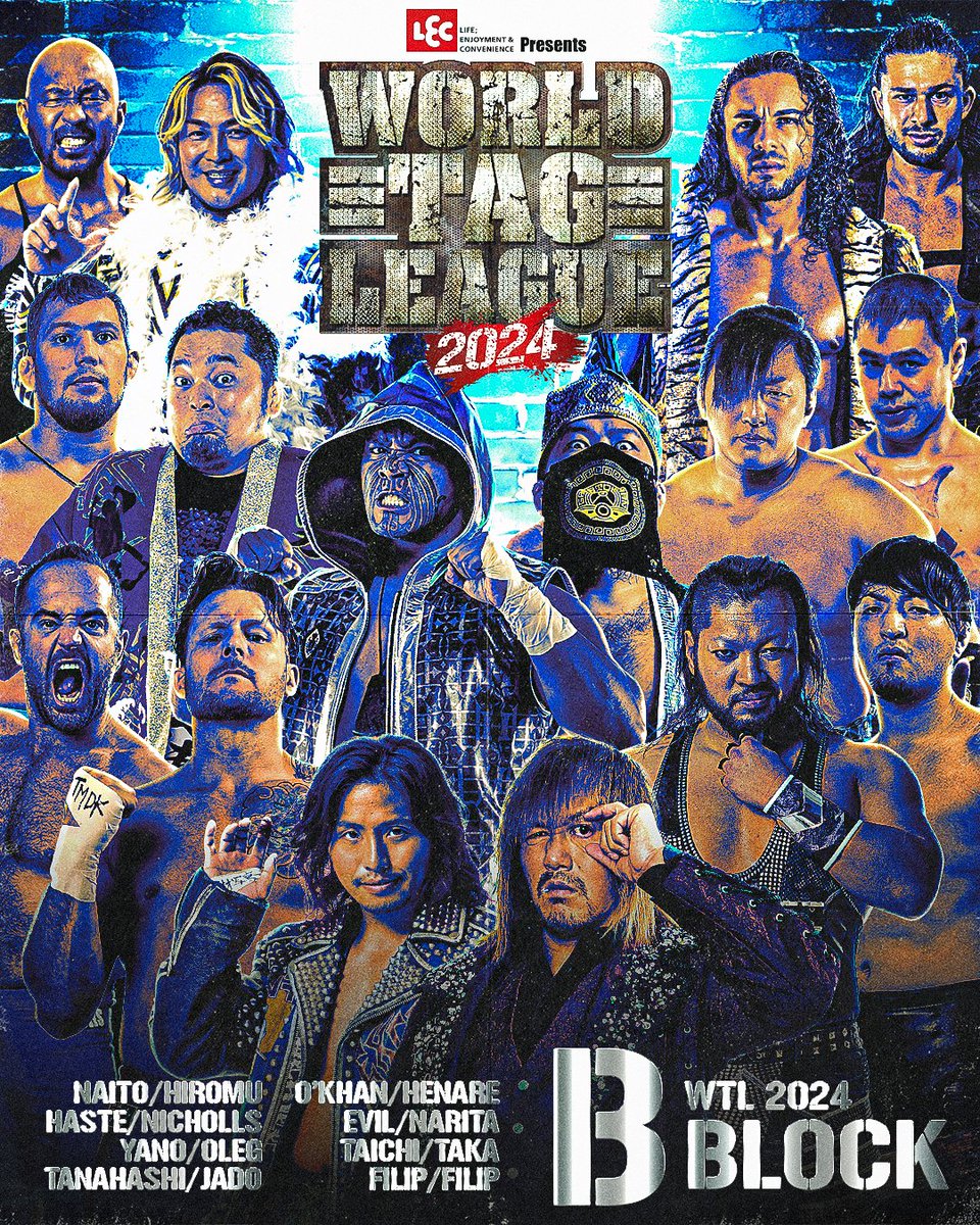 njpwglobal's tweet photo. World Tag League teams revealed!

B BLOCK
Great-O-Khan &amp; HENARE
Tetsuya Naito &amp; Hiromu Takahashi
Shane Haste &amp; Mikey Nicholls
EVIL &amp; Ren Narita
Taichi &amp; TAKA Michinoku
Toru Yano &amp; Boltin Oleg
Hiroshi Tanahashi &amp; Jado
Natural Classics 

https://t.co/yhOLwt8cd9

#njpw #njwtl https://t.co/B0JbvKQfnH