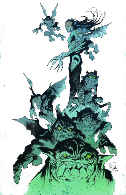 Commission of the great  `s character Darkness.11x17 marker and paint on Bristol 