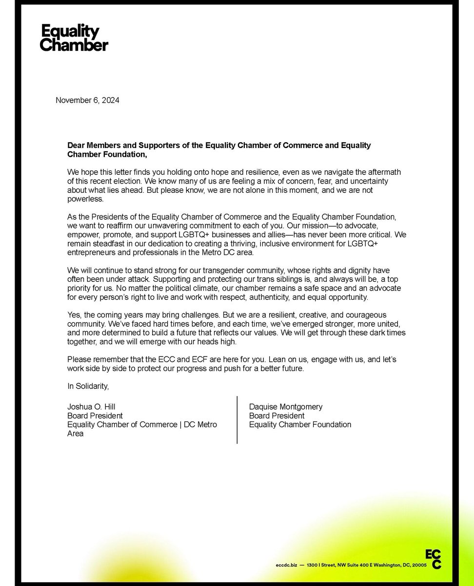 Equality Chamber of Commerce DC tweet media