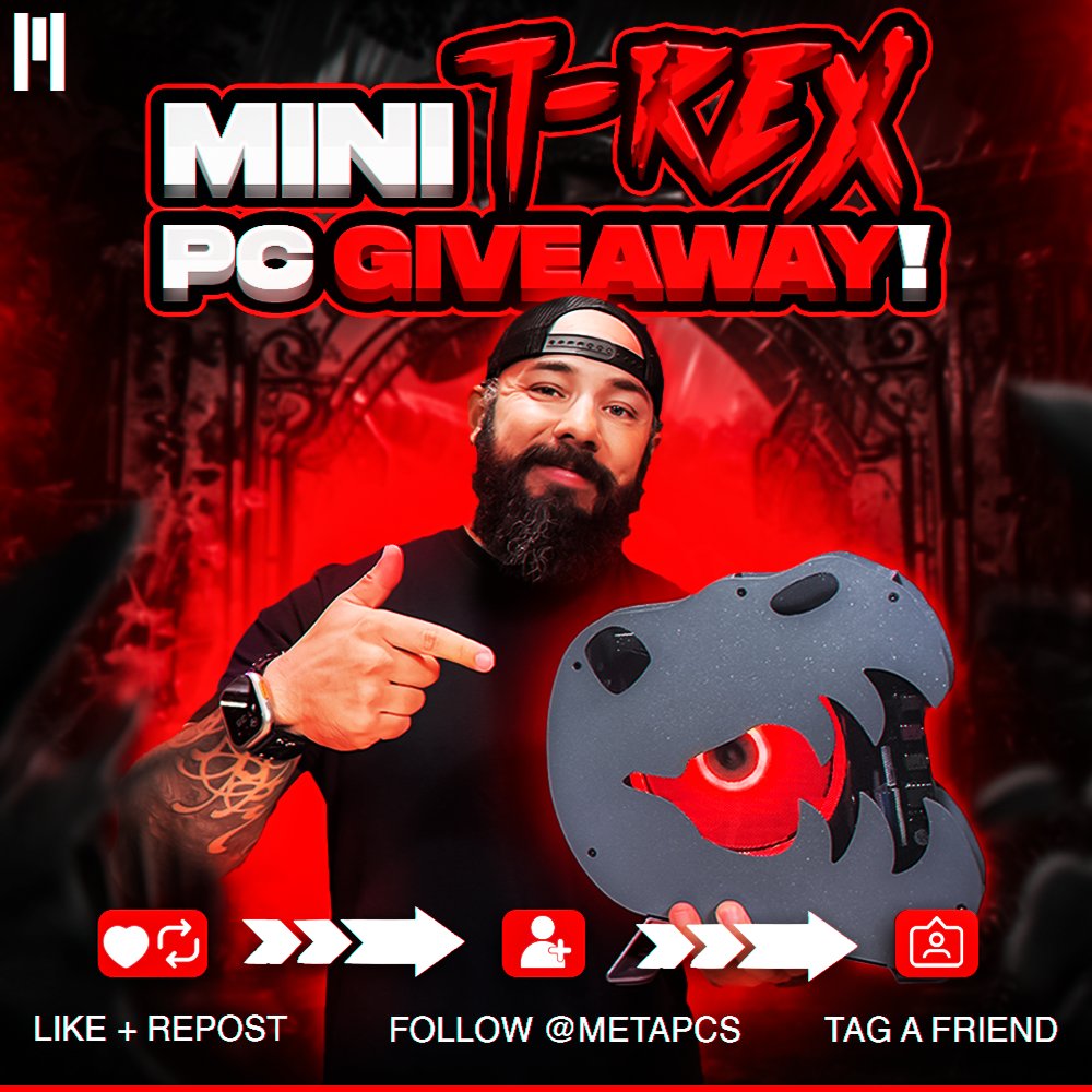 🦖 MINI T-REX PC GIVEAWAY! 🦖 Want a PC that’s simple, fun, and perfect for posting on X or playing basic games? Plus, it’s a freaking dinosaur! 🦕

✅ Like + Repost
✅ Follow <a href="/METAPCs/">META PCs</a>
✅ Tag a friend

🌎 Open worldwide | Winner picked 11/14. Good luck! #Gaming