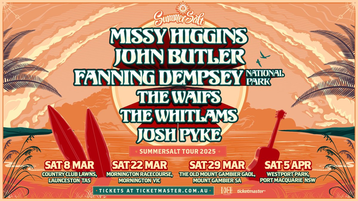 🔊 Here's some good news. Can't wait to get out and about around Australia next year for some summery outdoor shows. What a line up, with lots of mates and fabulous venues. Get into it FDNP fans.
Sign up for Pre-sale: bit.ly/SS25rgstr
Tix on sale Wednesday 13th November