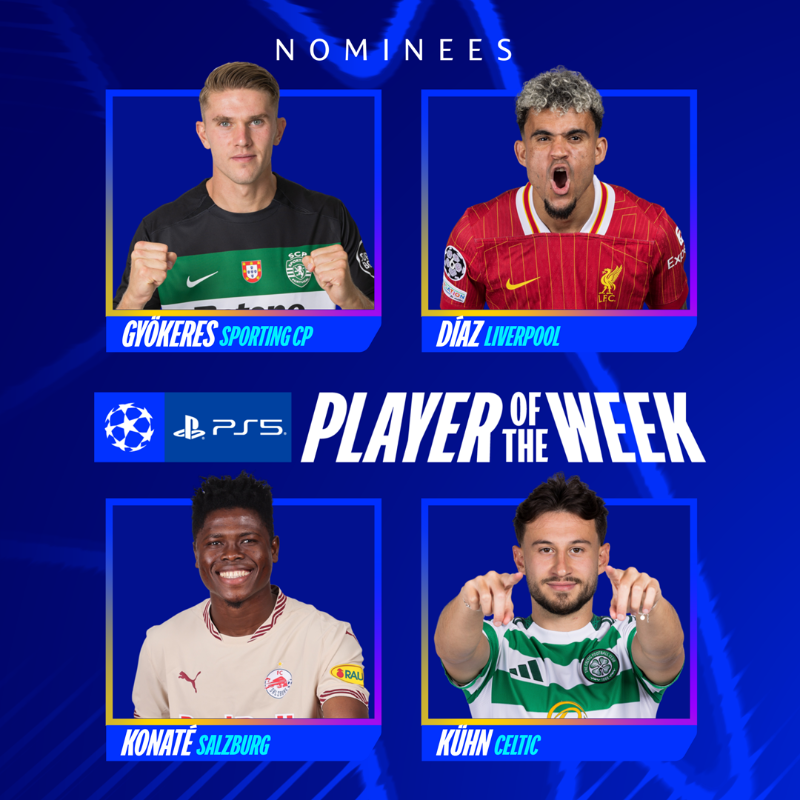 ChampionsLeague's tweet photo. Who stood out this matchweek? 🤔 

Vote for your star 👇

#UCLPOTW | @PlayStationEU