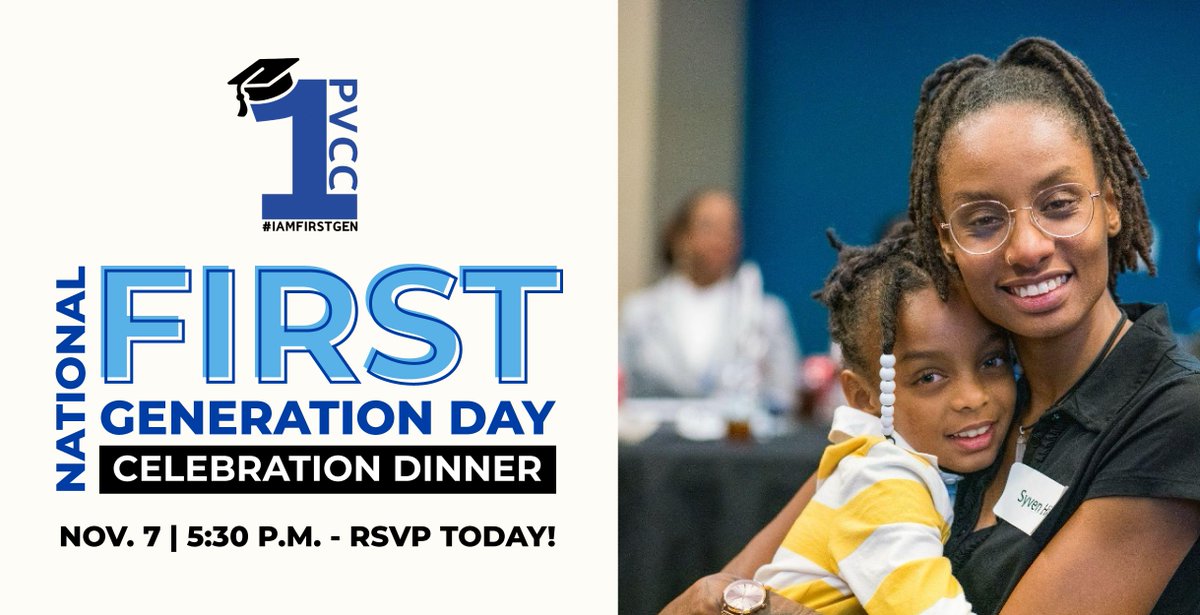 PVCC_Official's tweet image. Our National First-Generation Day Week Celebration culminates with a  🍽️ dinner tomorrow night to celebrate all First-Generation students.

Reserve your spot at docs.google.com/forms/d/e/1FAI…. 

#IAmFirstGen