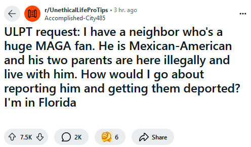 Kamala's supporters are now trying to get Latinos deported because they voted for Trump.