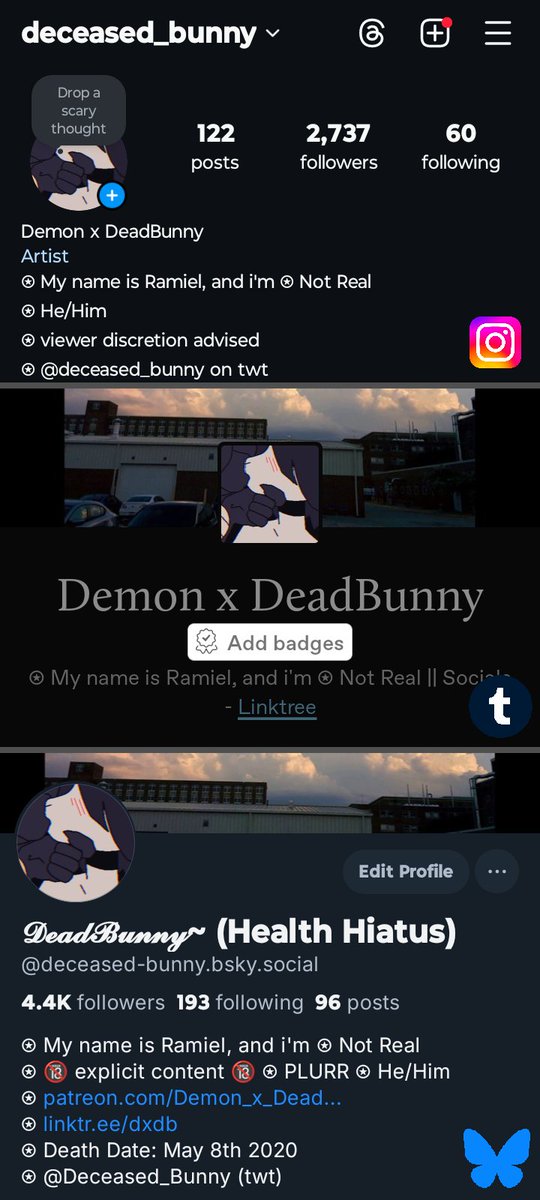 I'll continue to post here, but it seems like a lot of you bunnies are leaving so if you want to continue to see me. links below