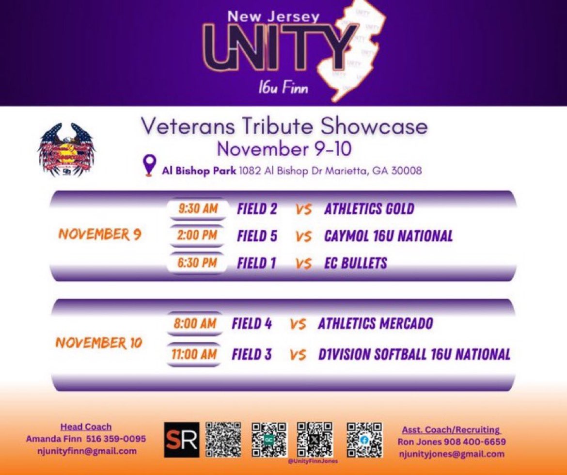 Crystal Cacador 2027 (@ccacador11) on Twitter photo So excited to be going to the Veterans Tribute Showcase this weekend! Coaches be sure to check us out!!! ⬇️<a href="/UnityFinnJones/">NJ Unity 16u Finn/Jones</a> <a href="/UnityNewJersey/">New Jersey Unity</a> <a href="/LegacyLegendsS1/">Legacy & Legends Softball</a> <a href="/SBRRetweets/">Softball Recruiting Reposts</a> <a href="/D1Softball/">D1Softball</a> <a href="/CoastRecruits/">Coast 2 Coast Recruits</a> <a href="/DfwSho/">DFW Sho'Case</a> So excited to be going to the Veterans Tribute Showcase this weekend! Coaches be sure to check us out!!! ⬇️<a href="/UnityFinnJones/">NJ Unity 16u Finn/Jones</a> <a href="/UnityNewJersey/">New Jersey Unity</a> <a href="/LegacyLegendsS1/">Legacy & Legends Softball</a> <a href="/SBRRetweets/">Softball Recruiting Reposts</a> <a href="/D1Softball/">D1Softball</a> <a href="/CoastRecruits/">Coast 2 Coast Recruits</a> <a href="/DfwSho/">DFW Sho'Case</a>
