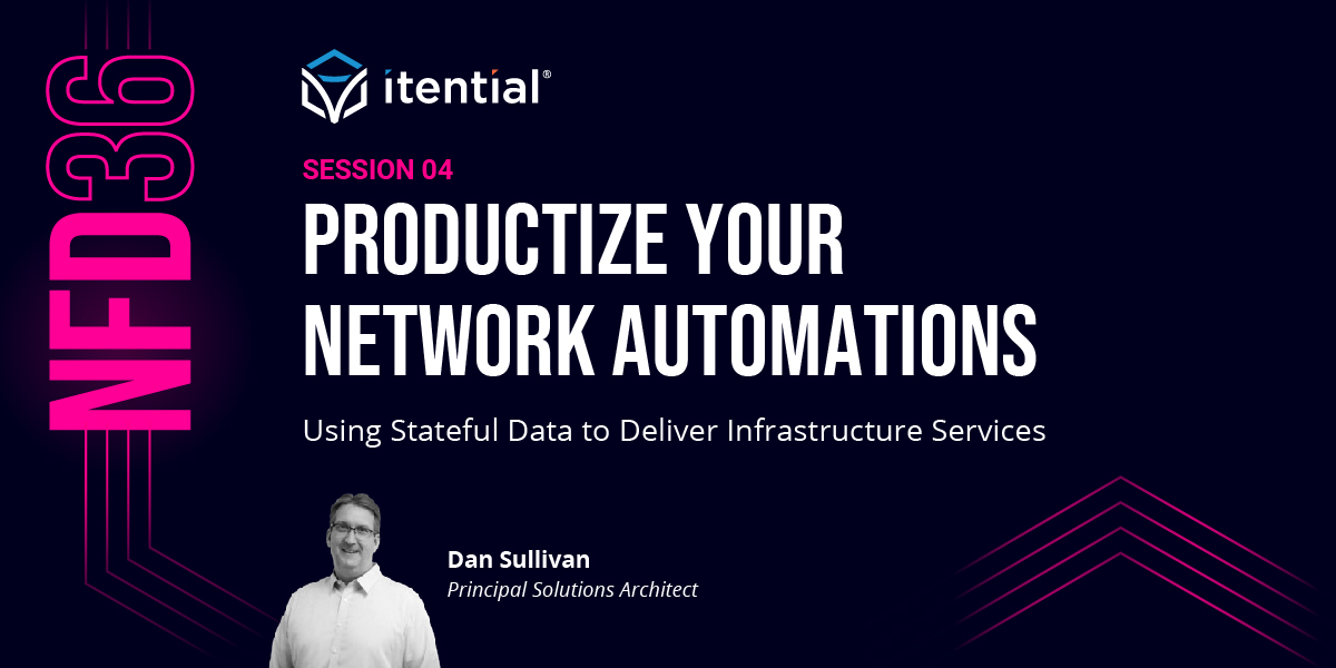 Itential's tweet image. In the final session of #NFD36, Dan Sullivan will demo how to productize your #NetworkAutomations &amp;amp; deliver your network as a service with stateful orchestration.

Stream now: bit.ly/3YDUGFL