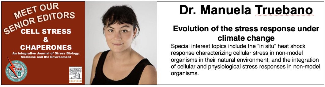 Meet our Senior Editors at Cell Stress &amp; Chaperones @elsbiomedchem Dr. Manuela Truebano explores stress responses in the context of climate change focusing on the heat shock response in non-model organisms sciencedirect.com/journal/cell-s…