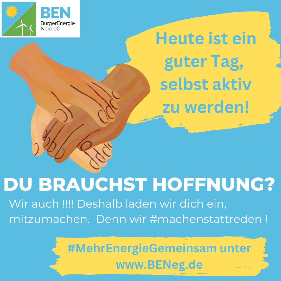 Für viele Menschen ist es heute besonders wichtig, Hoffnung zu behalten!! #ampel #uswahl Das fällt leichter, wenn man selbst etwas tun kann! Deshalb: werde Möglichmacher:in einer neuen Energiewelt! #GemeinsamMehrEnergie #energiefüralle #Mieterstrom BENeg.de/Beteiligung