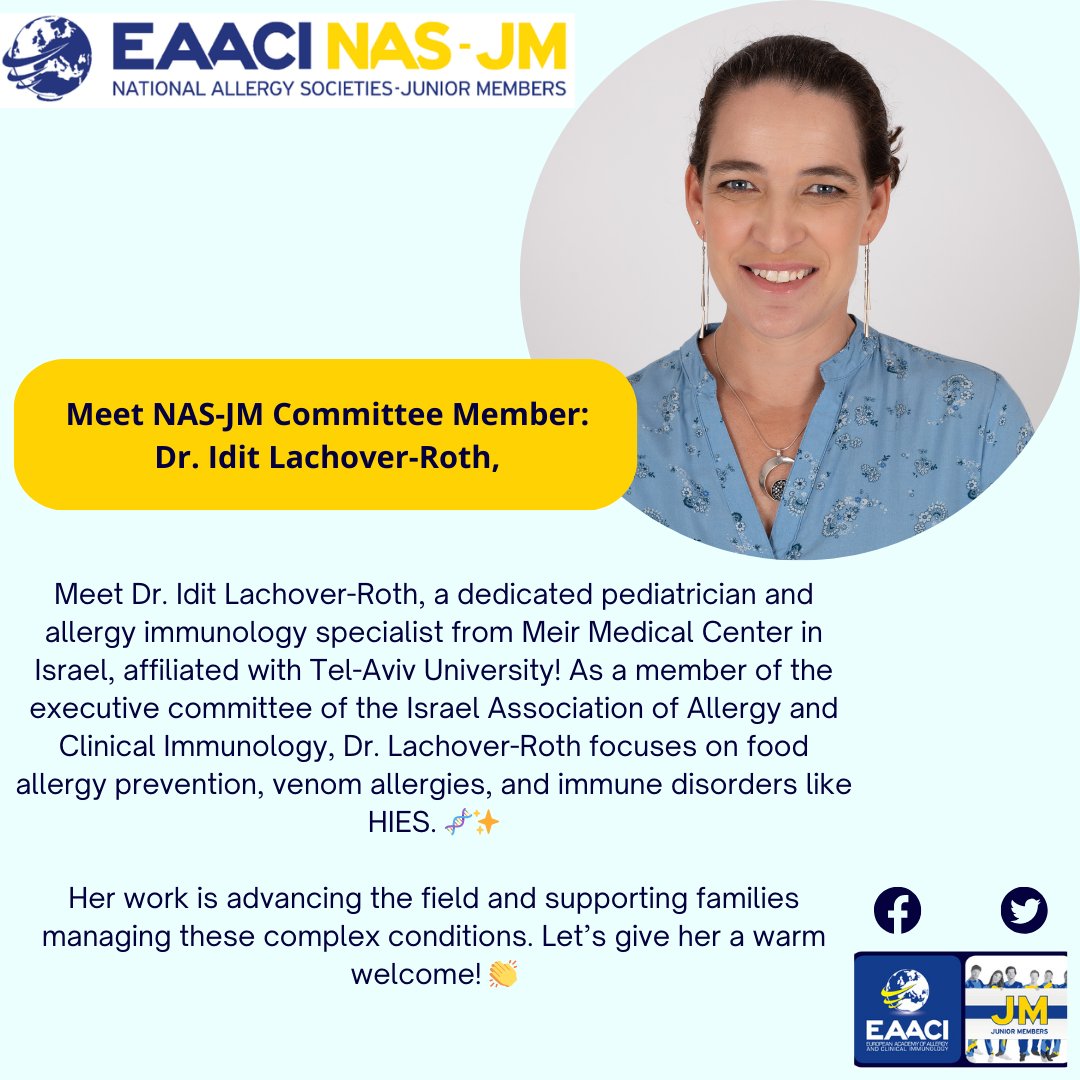 EAACI_JM's tweet photo. 🌟 Meet Dr. Idit Lachover-Roth, pediatric allergy expert from Israel’s Meir Medical Center! Her focus? Food allergy prevention & immune health! 🧬✨
#EAACI #JuniorMembers #FoodAllergy #AllergyCare https://t.co/VItVngZl2W