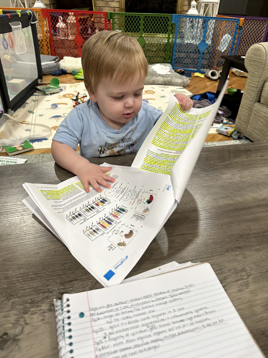 Noah think now that he’s a year old he’s ready for journal clubs