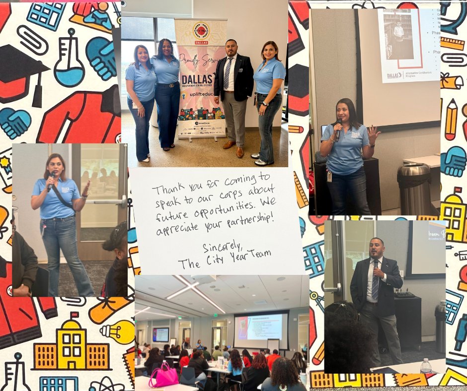 Dallas ISD Alternative Certification Program and Dallas ISD Recruitment presents future teaching opportunities to The City Year students.
#DallasISD
#makeithappen
#levelingup