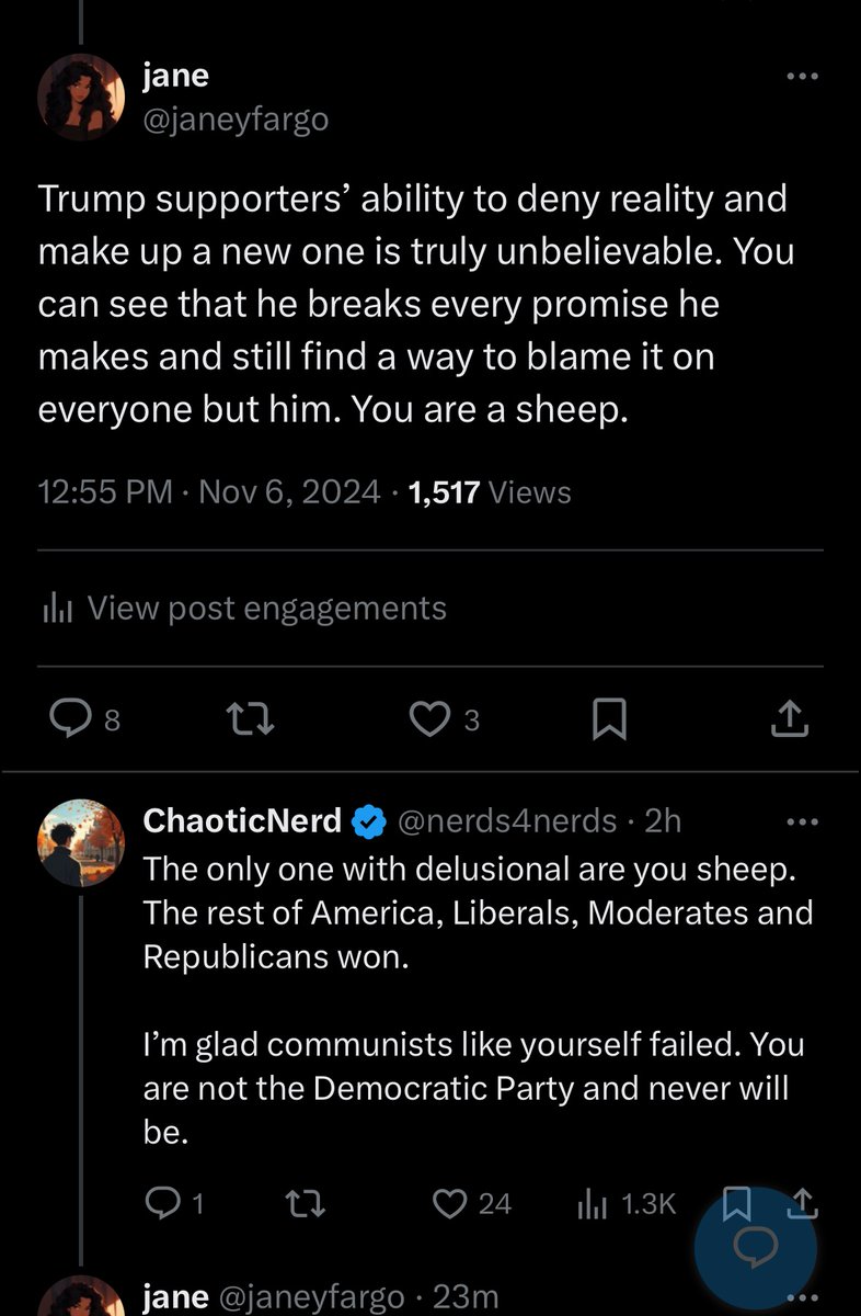 janeyfargo's tweet photo. @nerds4nerds No, case in point here. Never responded to any of my original taking points, just spouted deranged nonsense about communism. You’re genuinely unwell. https://t.co/SuNDTXJf6X