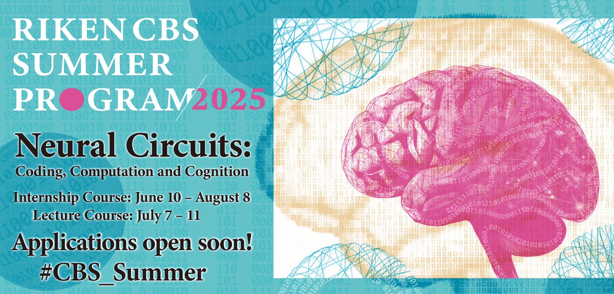 RIKEN_CBS's tweet image. RIKEN CBS Summer Program Applications Opening Soon!
🔵Internship Course: June 10 – August 8
🔵Lecture Course: July 7 – July 11
We’ll post the application details shortly. 
Until then, check last year’s program to start preparing⬇️
cbs.riken.jp/en/summer/2024…
#CBS_Summer #neuroscience