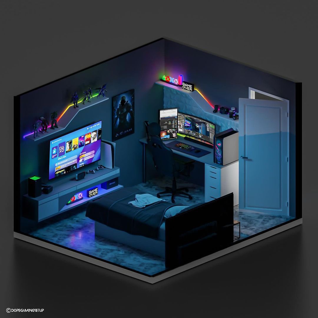 3dgamingsetups's tweet photo. Night atmosphere but with Bluesky ๐๐ค chilling time in the night ๐
Credit : Dopegamingsetup
#GamingSetup #GamingRoom #GamingRoomGoals #GamingRoomDesign #3Dgaming #EpicGaming #interiordesign #Bachelor #PCgaming #GamingLife #CozyVibes #PlayStation Marceline Andrew Tate Need 2 https://t.co/7Ujpi6CZZj