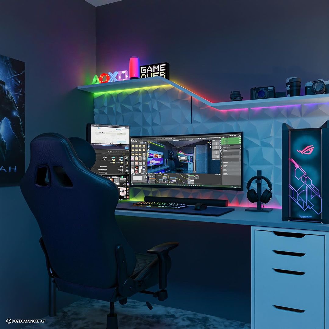 3dgamingsetups's tweet photo. Night atmosphere but with Bluesky ๐๐ค chilling time in the night ๐
Credit : Dopegamingsetup
#GamingSetup #GamingRoom #GamingRoomGoals #GamingRoomDesign #3Dgaming #EpicGaming #interiordesign #Bachelor #PCgaming #GamingLife #CozyVibes #PlayStation Marceline Andrew Tate Need 2 https://t.co/7Ujpi6CZZj