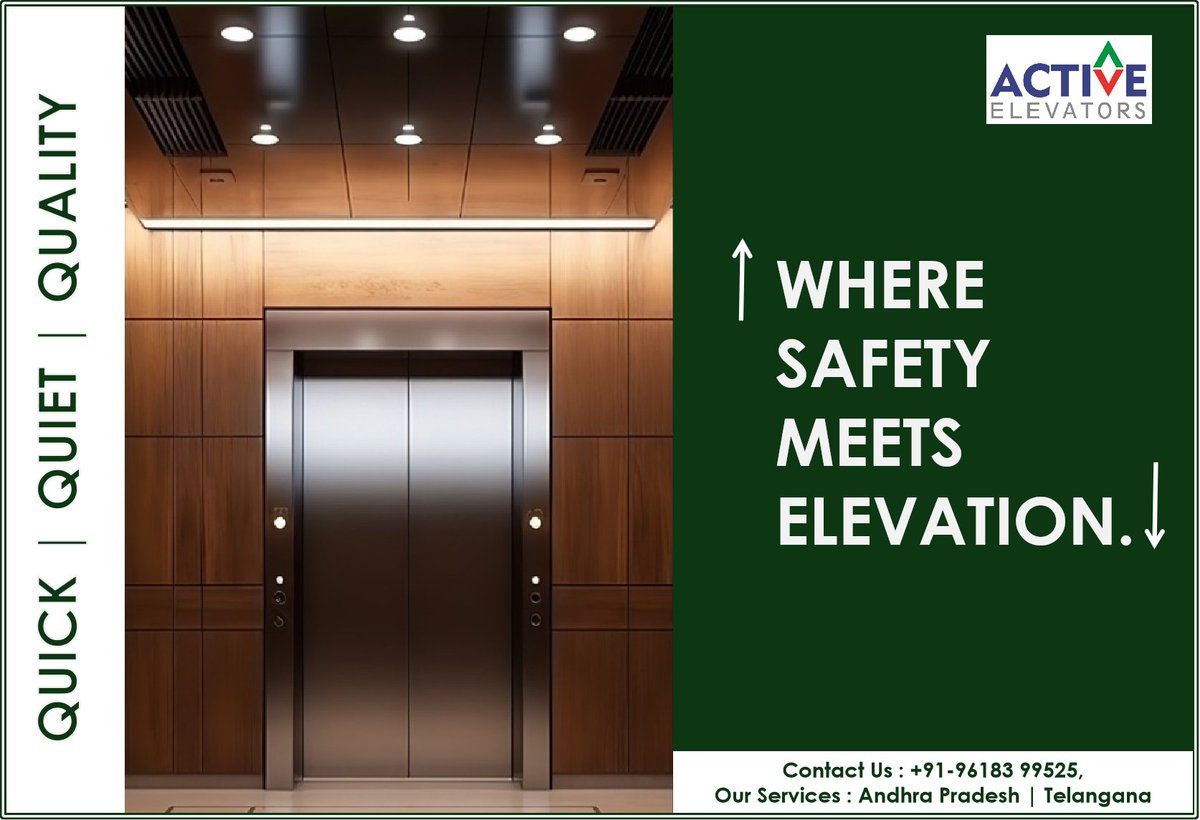 ACTIVEELEVATOR1's tweet image. WHERE SAFETY MEETS ELEVATION WITH "ACTIVE ELEVATORS" Quick | Quiet | Qualiy. #activeelevators #activeelevatorsap #activeelevatorshyd #andhrapradesh #telangana  #quickservice #quietnoise #qualityassurance #visakhapatnam #rajahmundry #amalapuram #kakinada #bhimavaram ⏫🚻⏬