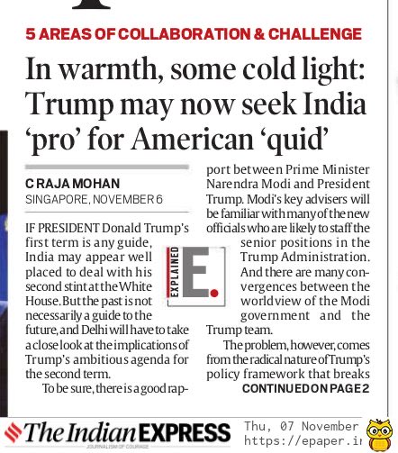 MohanCRaja's tweet photo. On India’s engagement with President Trump’s second term: https://t.co/8Dti5Xo82d