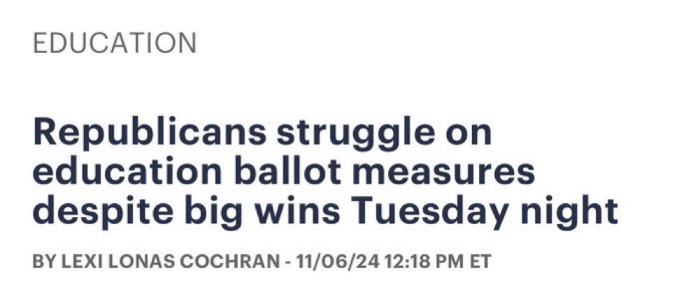 Vouchers failed last night in all 3 states that put it to their voters.

Of course, <a href="/GregAbbott_TX/">Greg Abbott</a> won’t ask Texans for a resolution on vouchers.

He knows they oppose them .

So, he begs Yankee billionaires to buy a #txlege that will pass them. 

Demand your Rep support #txed!!