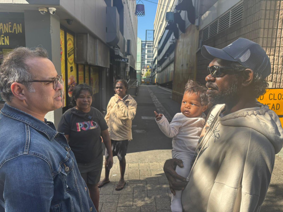 vijayprashad's tweet photo. In Perth, I met Craig and Monique Oobagooma as well as their beautiful child Nancy. They are part of the Wanjina Wunggurr community in northern Western Australia, a community initially enslaved to work for white settlers and then displaced from land that had been their own. Craig told me about the importance of their autonomy from the greed of mining companies, such as BHP and Rio Tinto, that dominate this part of Australia and the world. Nancy held my hand. In her warmth I felt the possibility of our struggle against imperialism. Forward ever. Backward never.