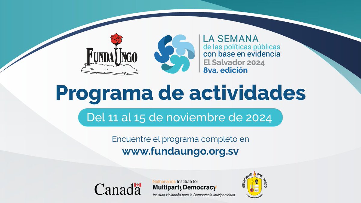 Conozca el programa de actividades de La Semana de las Políticas Públicas con Base en Evidencia. El Salvador, 2024. Octava Edición.

Acompáñenos a nuestras conferencias, presentaciones y taller, orientados a promover la importancia del uso de la evidencia en la formulación,