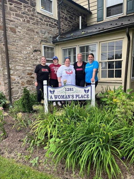NatlWomeninRoof's tweet photo. The #NWIRPhiladelphiaCouncil volunteered at A Woman's Place, the only #domestic iolence community benefit organization in #BucksCounty, PA. They spent the day weeding and #plantingflowers at the shelter. #givingback #givingNovember #Novembergiving #Pennsylvania #Philadelphia https://t.co/m8F1YKJbv8